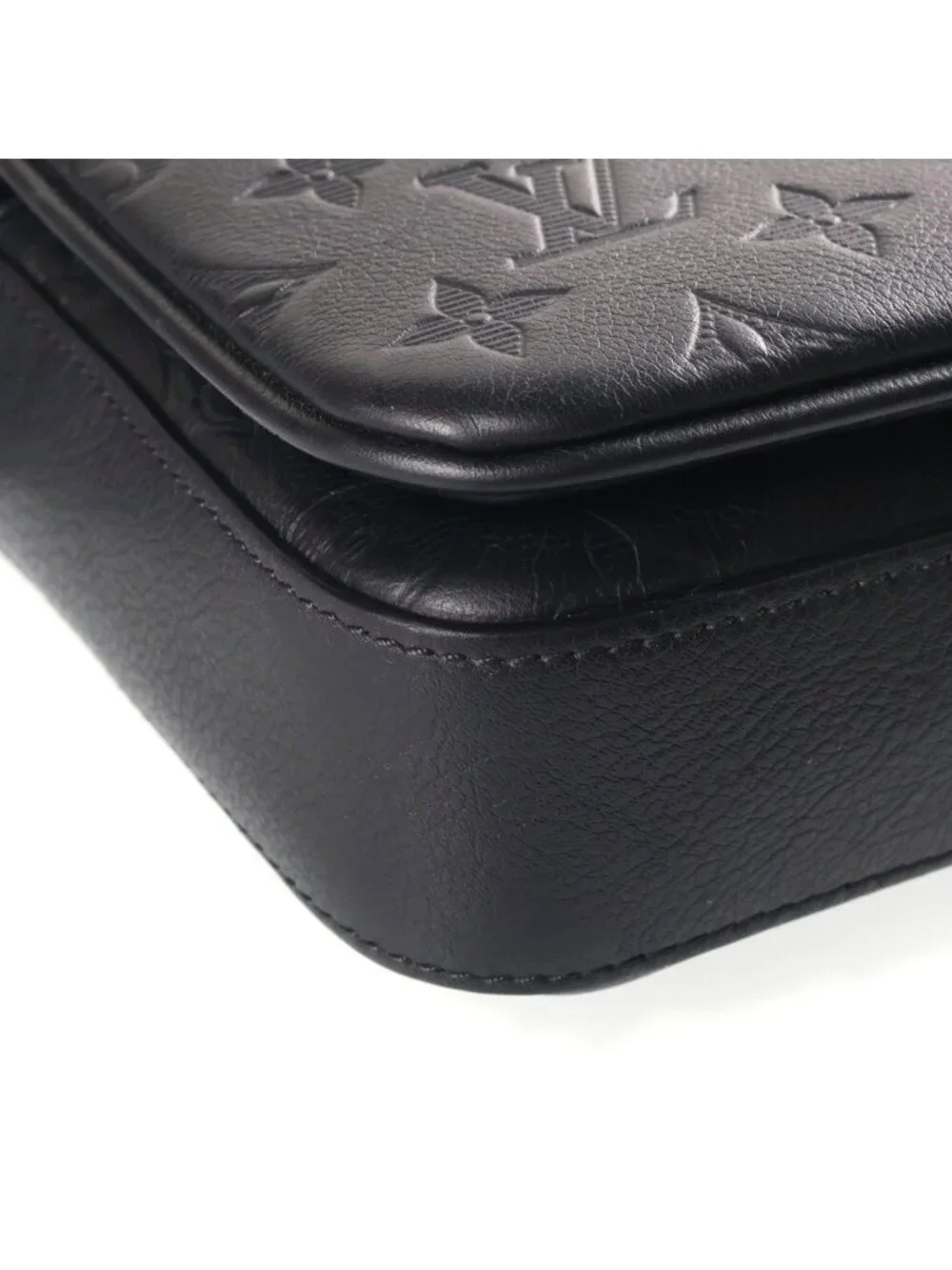 Louis Vuitton Monogram Shadow Trio Messenger Shoulder Bag Leather Black